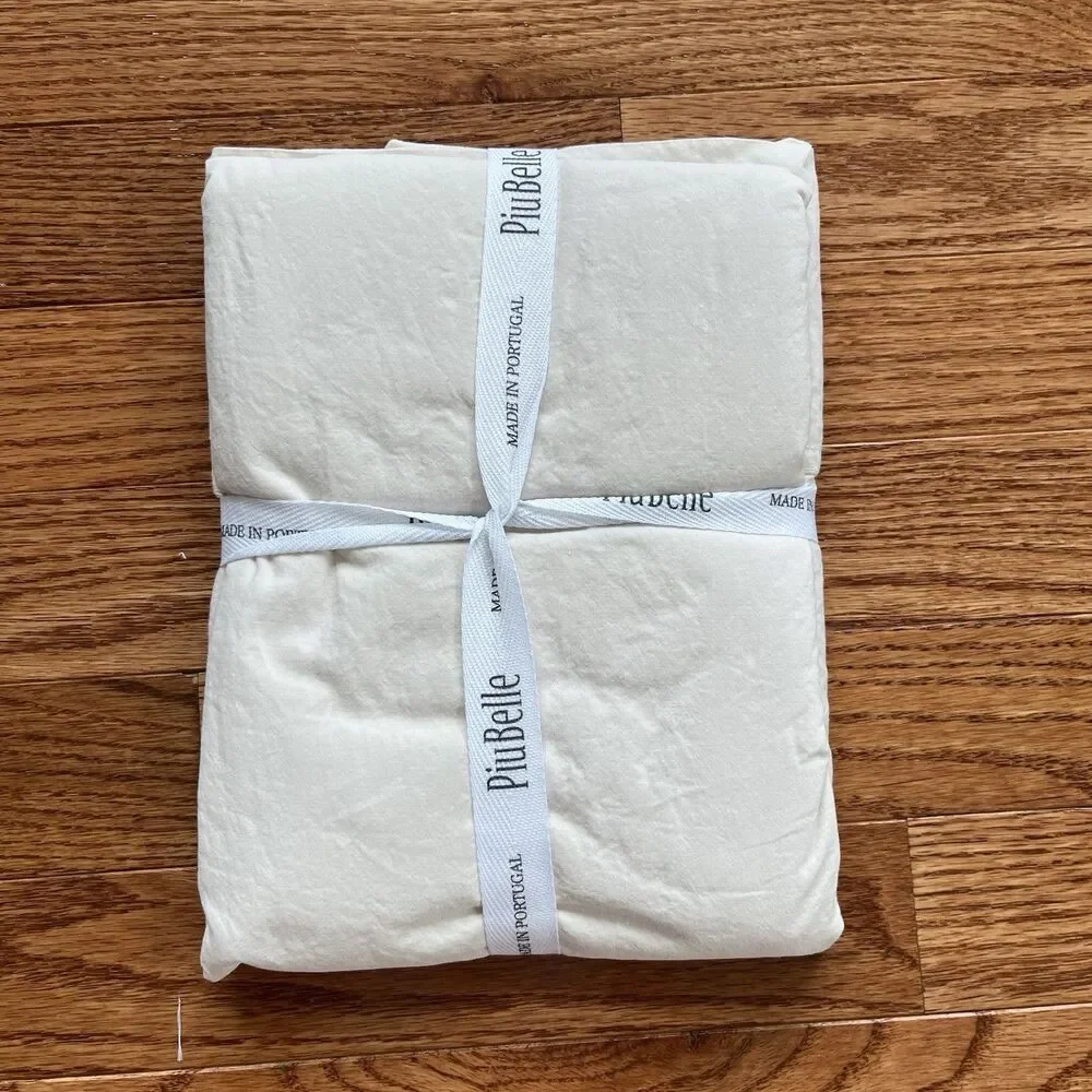 PiuBelle Portugal Set of 2 King Cream Pillowcases Cotton Percale Piu Belle New